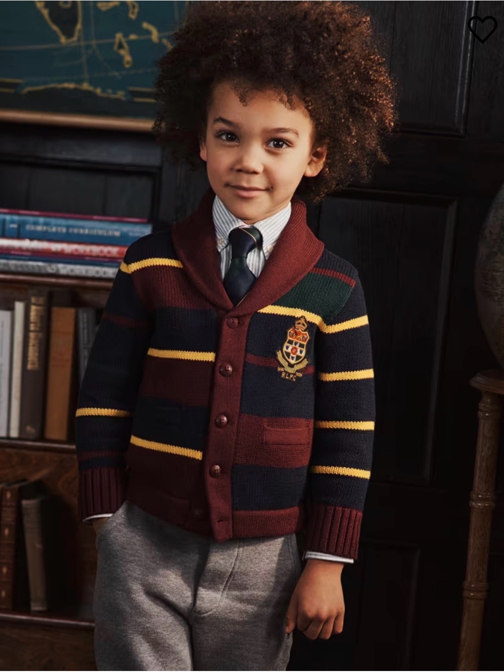 Polo by Ralph Lauren Shawl Collar Striped Cardigan - Navy, Burgundy & Yellow